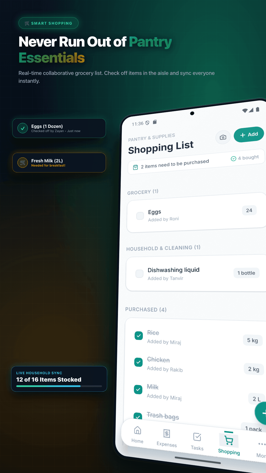 Live Grocery & Essentials List